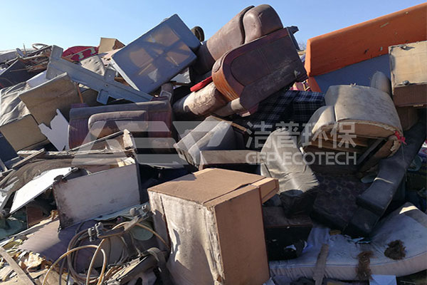 大件垃圾(旧家具)破碎分选预处理,大件垃圾破碎机生产线案例